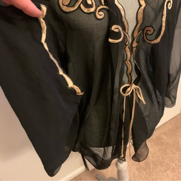 Victoria’s Secret gold label sheer tie jacket with satin tan trim one size fits - Picture 11 of 13